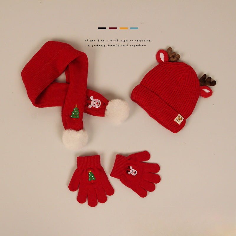 Wholesale Children's Velvet Deer Horn Set Wool Scarf